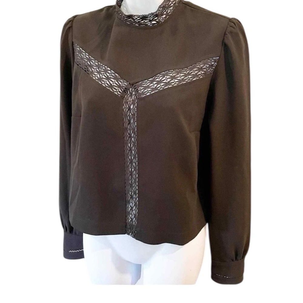Aritizia Wilfred Black Blouse Lace Insets Size Small